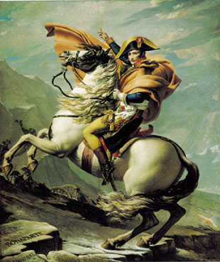 Napoleone valica il Gran San Bernardo dipinto di Jacques Louis David