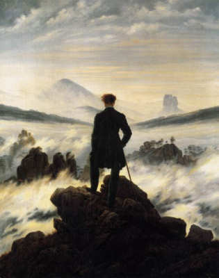 Viandante sul mare di nebbia - dipinto di Caspar David Friedrich
