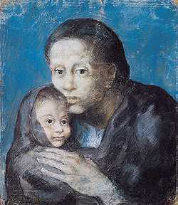 Madre con bambino malato - dipinto di Pablo Picasso Madre con bambino malato - dipinto di Pablo Picasso