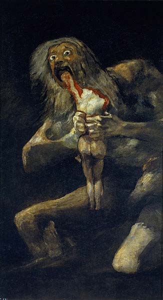 Saturno che divora uno dei suoi figli, dipinto di Francisco Goya Saturno che divora uno dei suoi figli, dipinto di Francisco Goya